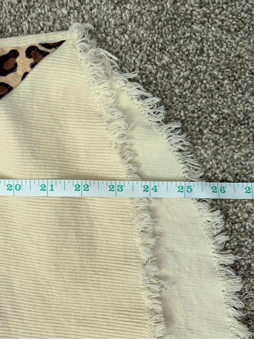 Umgee Leopard & Cream Patchwork Corduroy Shacket Raw Hem Oversized Western Boho - Picture 12 of 12